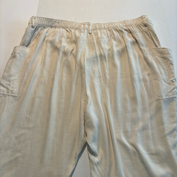 NWT Wonderly Drapey Linen Blend Button Fly Cream Lightweight Cargo Pants Size 3X - Picture 10 of 14